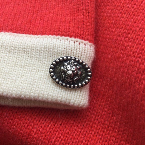 Chanel Pearl Embellished Braided Trim Long Sleeved Cashmere Knit Cardigan Poppy - Picture 6 of 6